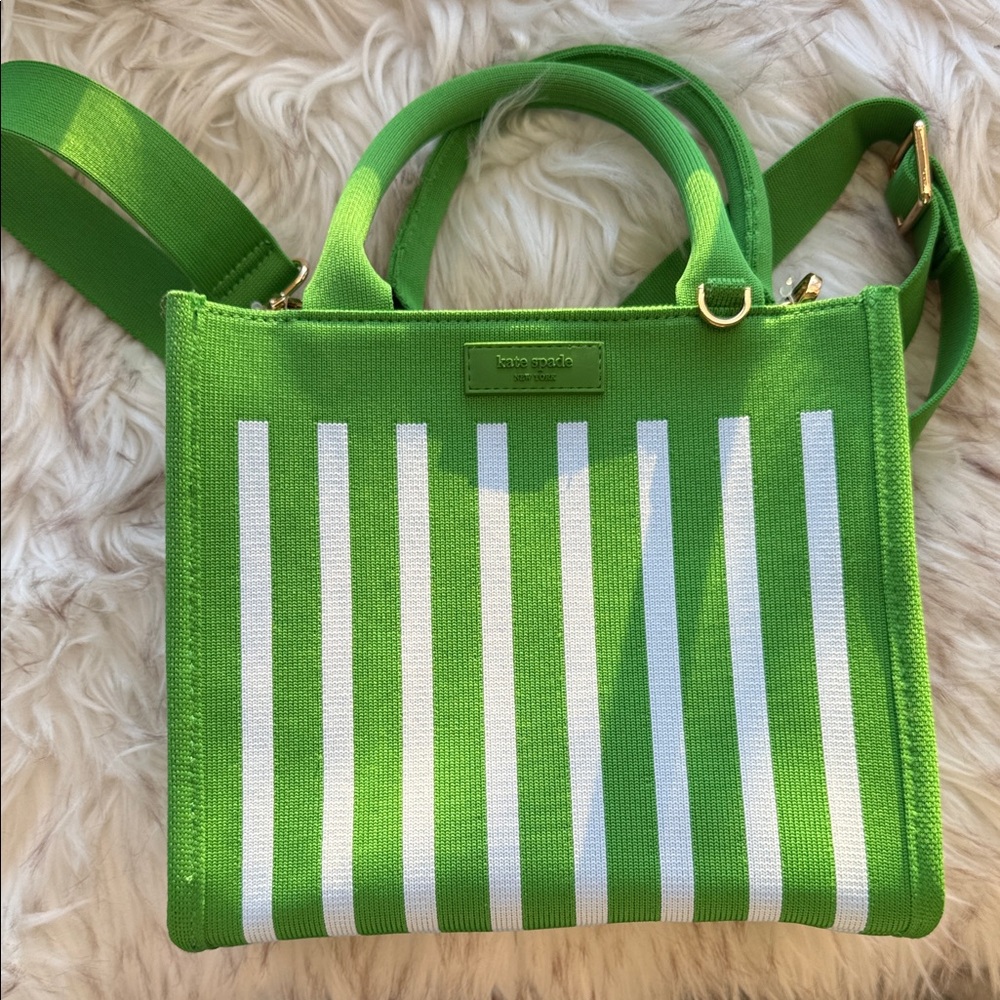Kate Spade Vibrant Green and White Tote